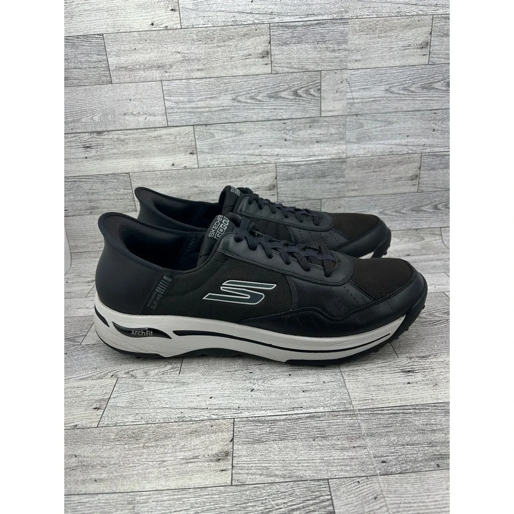 Skechers GoGolf Slip-ins Arch Fit‎ Men Sz 13 Black White Spikeless Shoes 214110